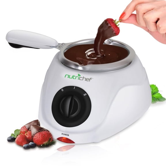 NutriChef Chocolate Melting Fondue Pot, 25W Electric Chocolate Melter, 8.8 oz Capacity with Keep Warm Function & Removable Pot, Ideal for Chocolate, Butter & Cheese