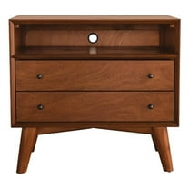 Bowery Hill Large Wood 2 Drawer Nightstand in Chestnut (Brown)