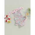 thumbnail image 3 of Spewahor 1-5Y Kids Baby Girls Summer Swimsuit, Sleeveless Cross Backless Floral Print Ruffle Bathing Suit, 3 of 9