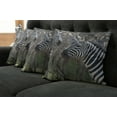 thumbnail image 2 of Ambesonne African Throw Pillow Cover 4 Pack, Zebra in Serengati Park, 24", Reseda Green White Black, 2 of 6