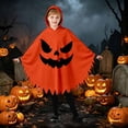 thumbnail image 2 of Arlun Halloween Pumpkin Face Capes for Kids Funny Cute Spooky Ghost Hooded Cape Boys and Girls Soft Cozy Loose Sawtooth Hem Capelet for Dress up Cosplay Party C-Orange XS, 2 of 6