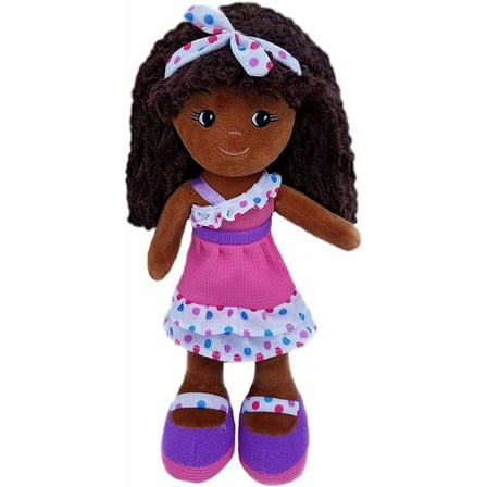 GirlznDollz 600579 Elana Purple Ruffles Soft Doll, 14", Pink, Purple