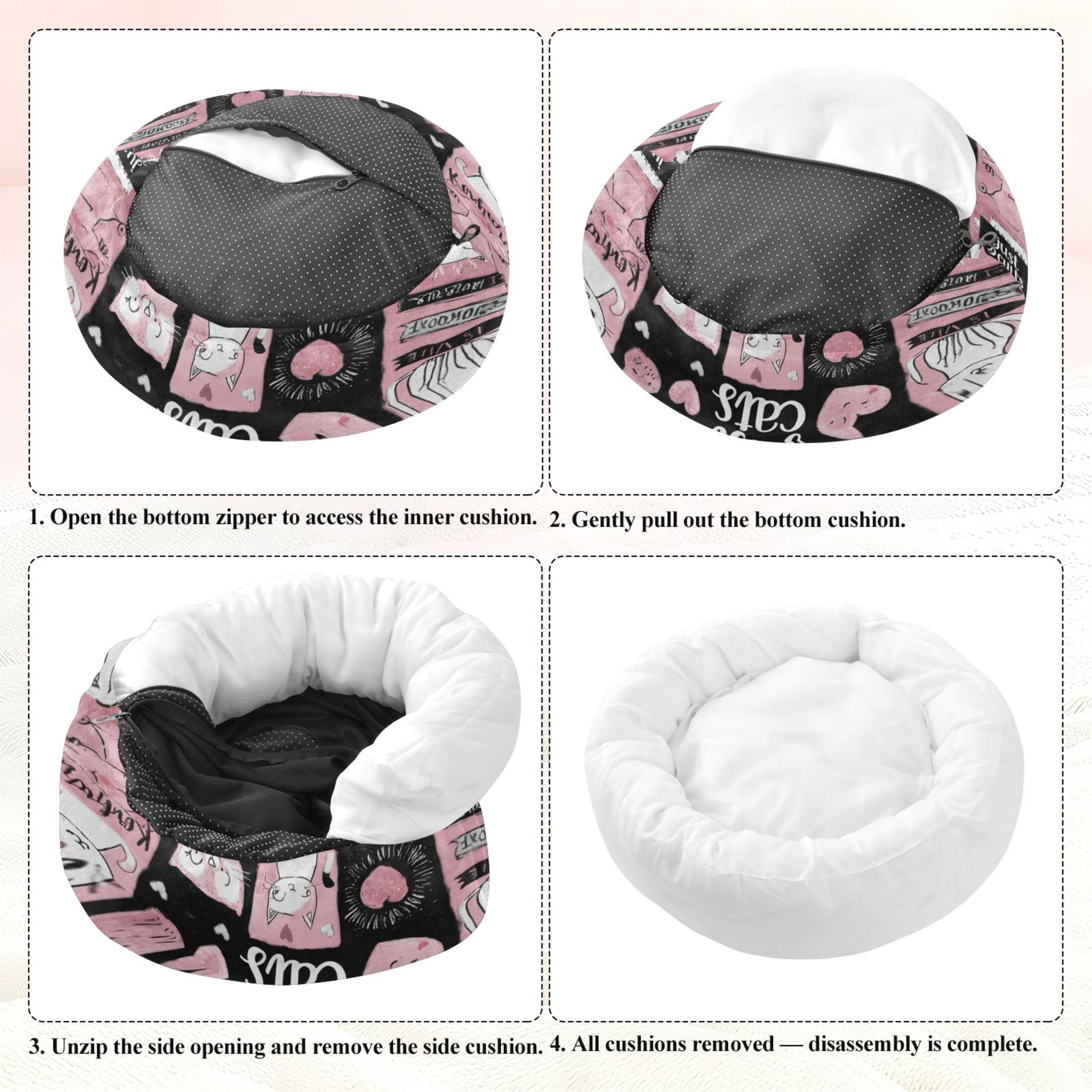 Iauyy Pet Couch Donut Cat Bed for Indoor Cats/Small Dogs Washable & Machine with Non-slip Bottom Calming Cat Furniture, All Kinds Of Kittens (M)