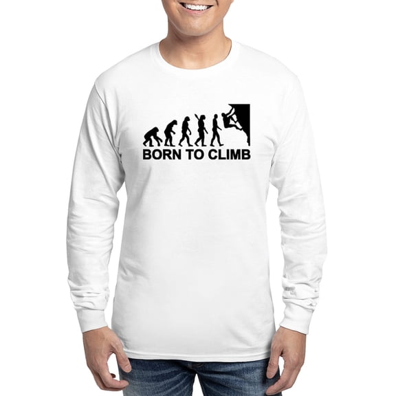 CafePress - Evolution Rock Climbing Long Sleeve T Shirt - Unisex Cotton Long Sleeve T-Shirt