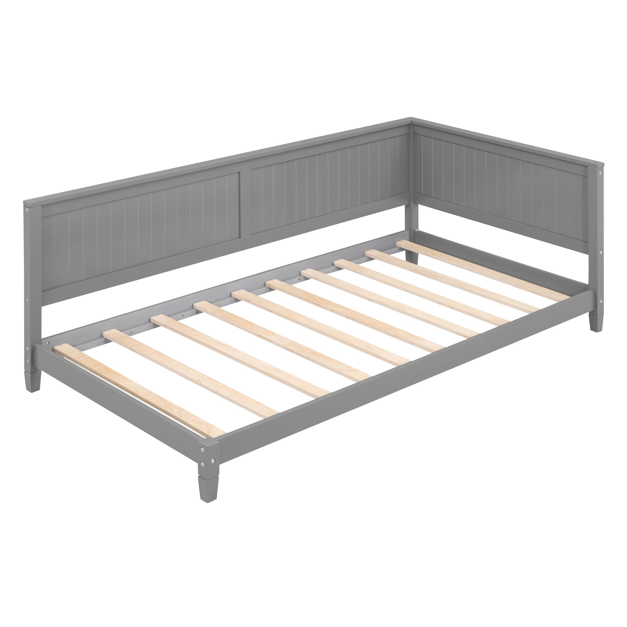 Leumius Minimalist Plywood Solid Wood MDF Breathable Twin Size Wood Daybed with Items Included Gray