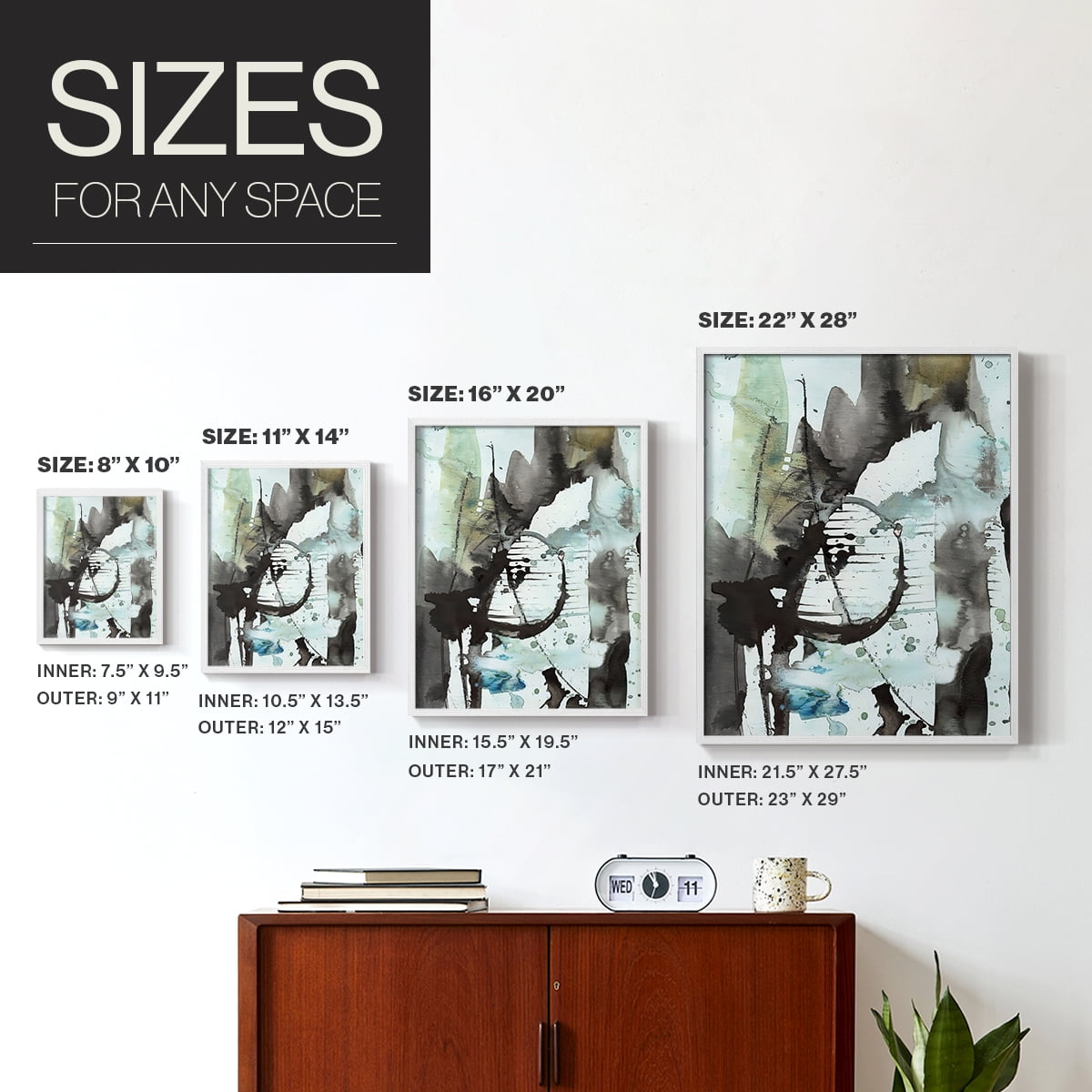 Lyrical Abstract II Framed Print in White Solid Wood Framed Print No Nail Hanging