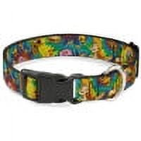 Scooby Doo Pet Collar, Dog Collar Plastic Buckle, Scooby Doo and Shaggy Poses Munchies Tie Dye Multi Color, 7 to 8.5 Inches 0.5 Inch Wide