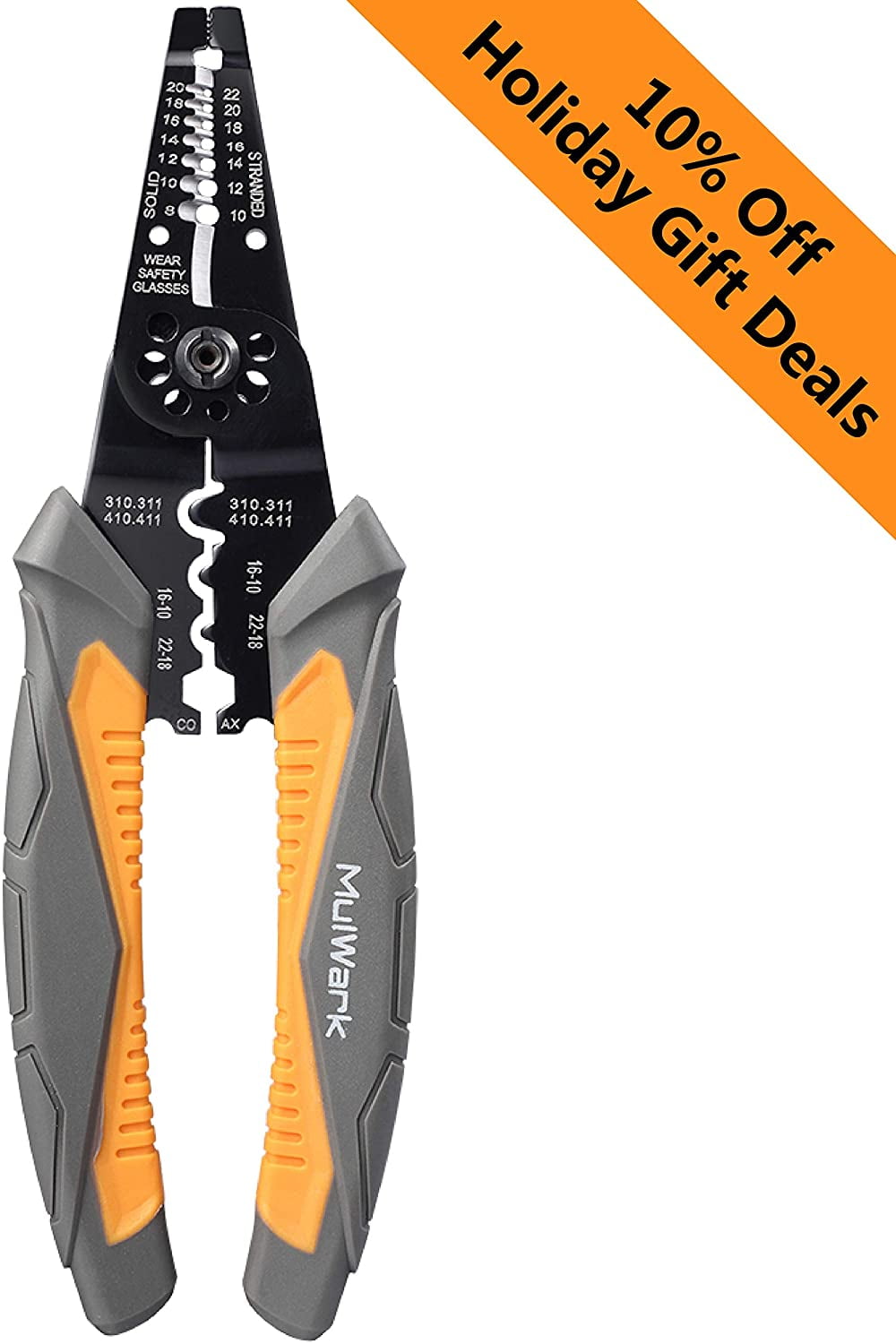 MulWark 8" Heavy Duty Wire Stripper Cutter Crimper, Multi Pliers For Wire Stripping/Snips/Cable