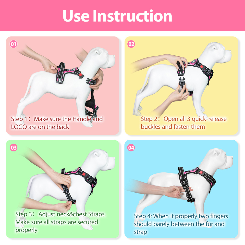 PoyPet No Pull Dog Harness, Pink, Medium photo 6