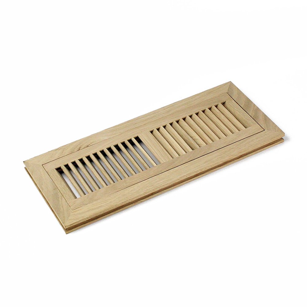 WELLAND 4"x14" Wood Vent Floor Register Flush Mount, Unfinished White