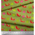 thumbnail image 3 of Soimoi Green polyester Crepe Fabric Santa Bag,Tree & Sleigh Christmas Print Fabric by Yard 42 Inch Wide, 3 of 3