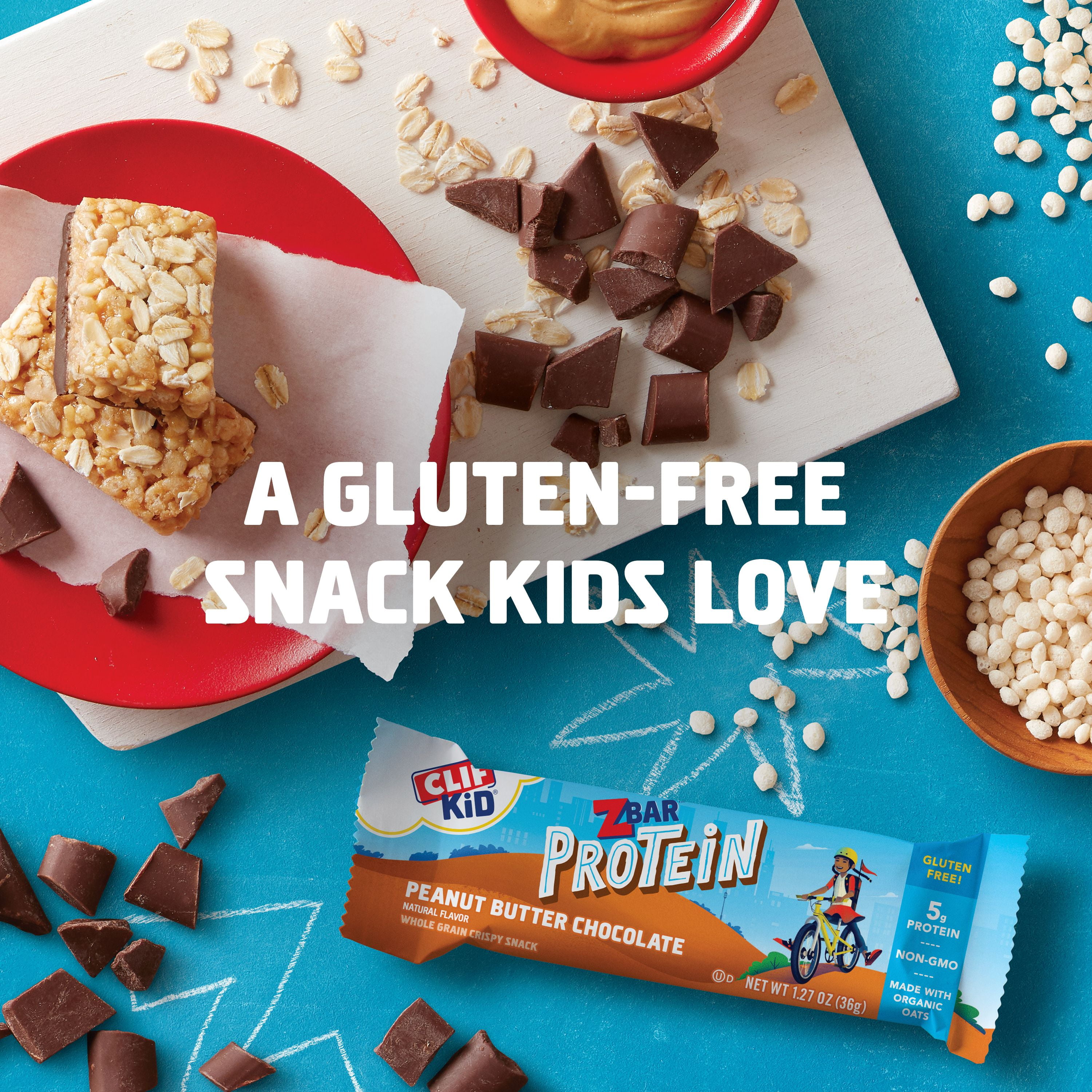 Clif Kid Zbar Protein Granola Bars, Gluten Free, Peanut Butter Chocolate, 5 Ct, 1.27 oz