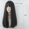 thumbnail image 3 of Peluca larga recta negra con diadema y flequillo para mujer Synthe JM, 3 of 5