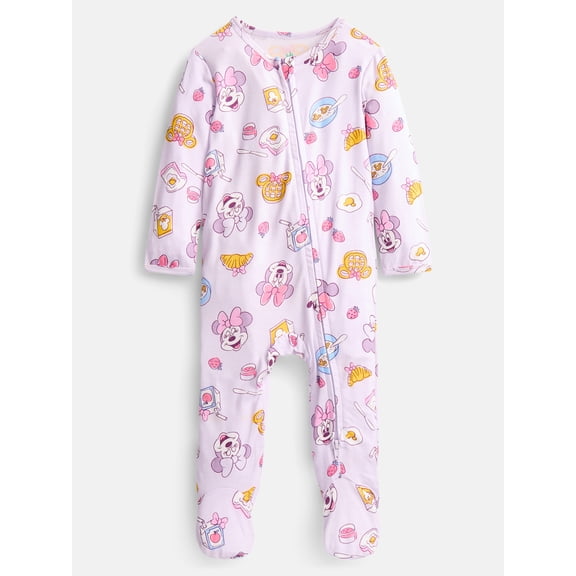 Disney Minnie Mouse Baby Girls Sleep & Play Footed Pajamas, One Piece, Sizes NB-6/9M
