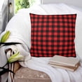 thumbnail image 3 of 14x14 Pillow Covers Set of 2, Black Red Plaid Throw Pillow Covers Decorative Couch Cushion Case, Vintage Rustic Buffalo Checked Gingham Microfiber Square Pillowcases for Bedroom Car Living Room, 3 of 7