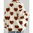 thumbnail image 3 of Women's Fleece Sherpa Jacket Heart Print Full Zip Loose Winter Warm Coat Valentine's Day Gifts Winter Outerwear Shermie, 3 of 4