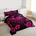 thumbnail image 3 of Castle Fairy Black Pink Love Heart Queen Comforter Set,Leopard Print Bedding Comforter Set, 3 of 8