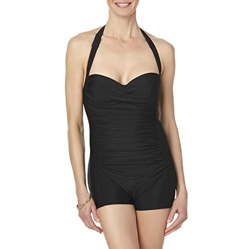 Jaclyn Smith Women's Plus Size Boy Short Halter Swimsuit 1-Piece 26 Plus) - Walmart.com