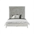 thumbnail image 4 of Lou Tall Panel Headboard King Bed Intricate M&ala Pattern Washed White, 4 of 5