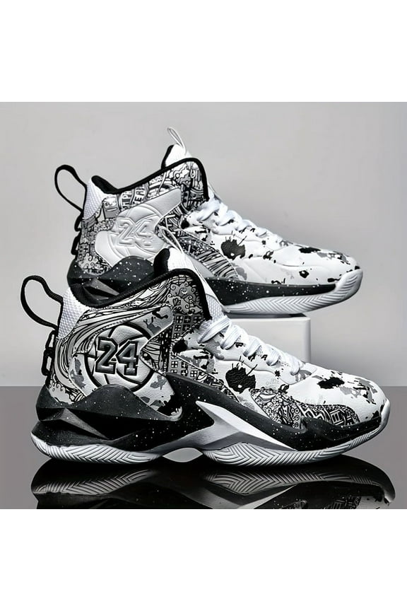 Men's High-Top Basketball Sneakers - Comfortable, Non-Slip, Durable Lace-Up Sneakers for All Seasons
