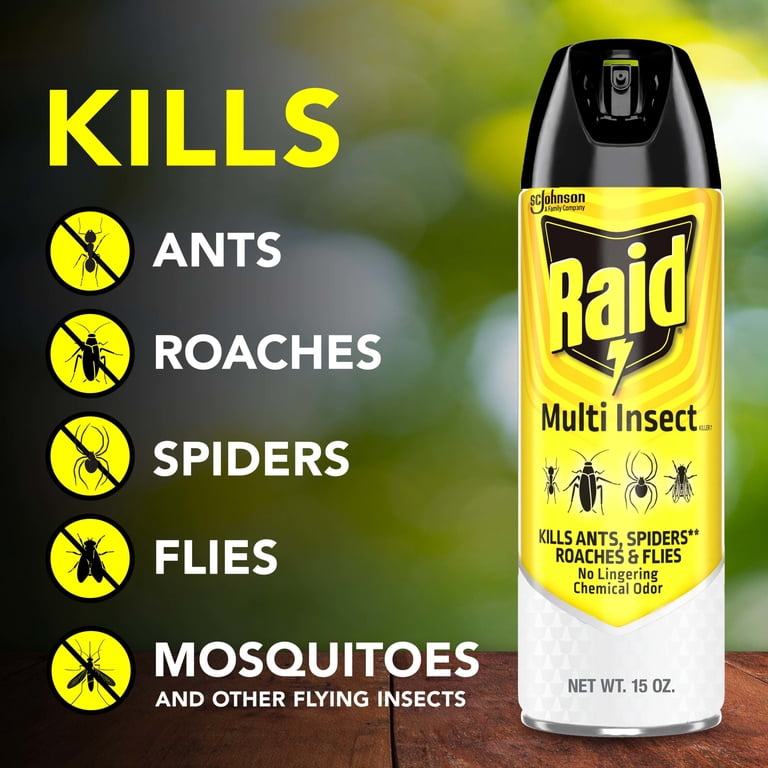 Raid Multi Insect Killer 7, Indoor & Outdoor Insecticide Spray for Common Bugs, 15 oz