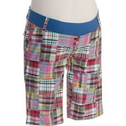 Maternity Patchwork Plaid Bermuda Shorts