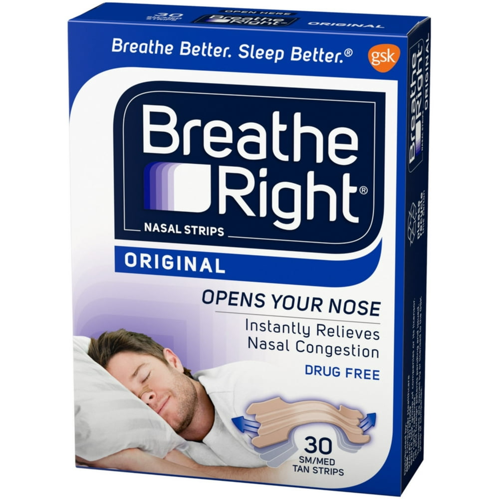 Breathe Right Nasal Strips Original Tan Small/Medium 30 ea Walmart