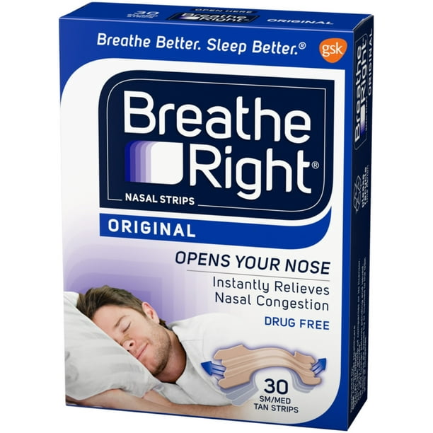 Breathe Right Nasal Strips Original Tan Small/Medium 30 ea Walmart