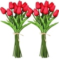 thumbnail image 5 of Scheam 20 Pcs Artificial Tulip Flowers Faux Tulip Stems PU Real Touch Tulips 13.4" Tall for Spring Easter Vase Wedding Bouquets Floral for Home Kitchen Garden Decoration,Red, 5 of 8