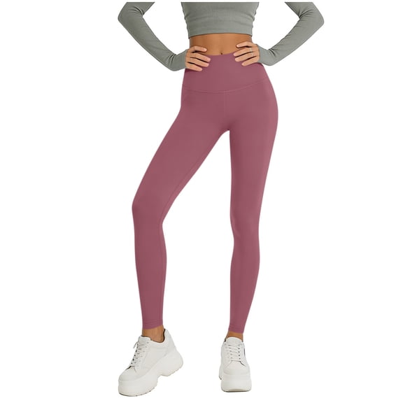 FAHXNVB Women's High Waisted Leggings Summer Casual Stretchy Slim Fit Athletic Trousers Solid Color Pants Bottoms