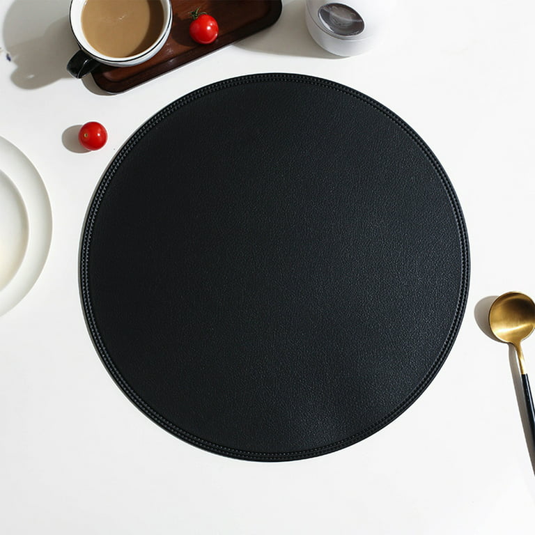 Faux Leather Round Placemats and Coasters, Coffee Mats Kitchen Table Mats,  Waterproof, Easy to Clean for Kitchen Dining Round Table