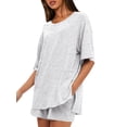 thumbnail image 7 of TEMOFON Womens Lounge Sets Summer Crewneck Short Sleeve Oversized Tshirts Loose Drawstring Shorts Comfy 2 Piece Sets L, 7 of 7