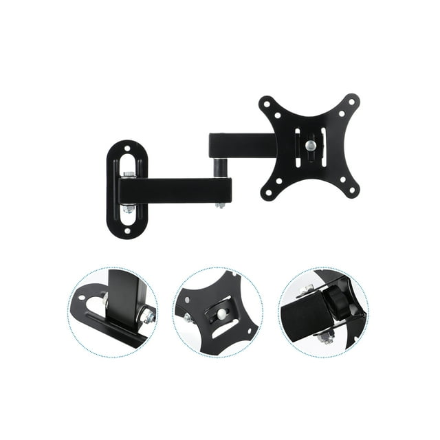 1 Pc TV Wall Bracket Prime Durable Steel Holder Support Wall Bracket Wall Mount for Monitor TV Computer. Black steel wall mount designed for 14-27 inch LCD monitors and TVs. Features a rotating frame for adjustable viewing angles and cable management for a tidy setup. Suitable for home, entertainment, and commercial spaces.