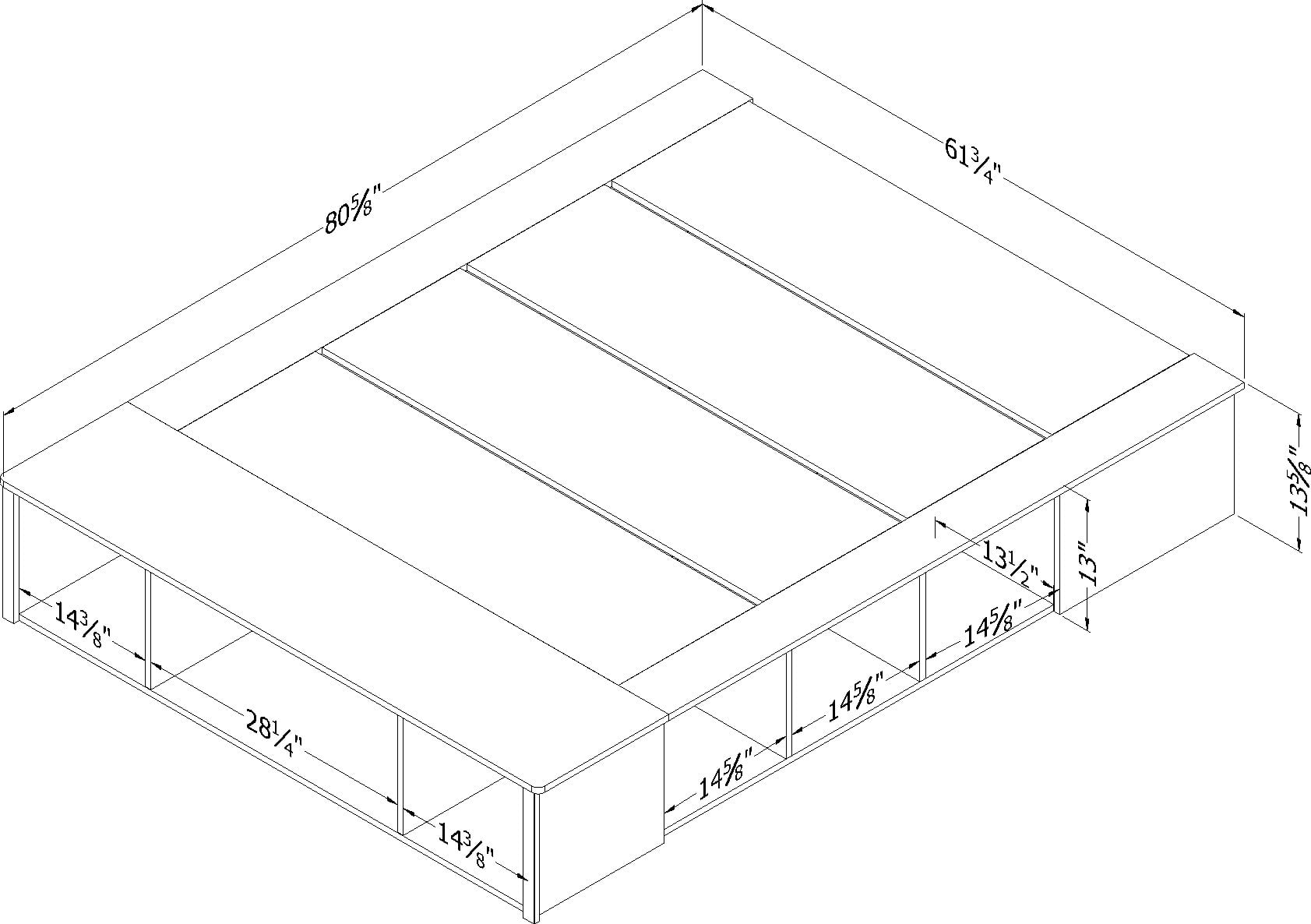 South Shore Flexible Queen Storage Platform Bed with Baskets, in Pure White
