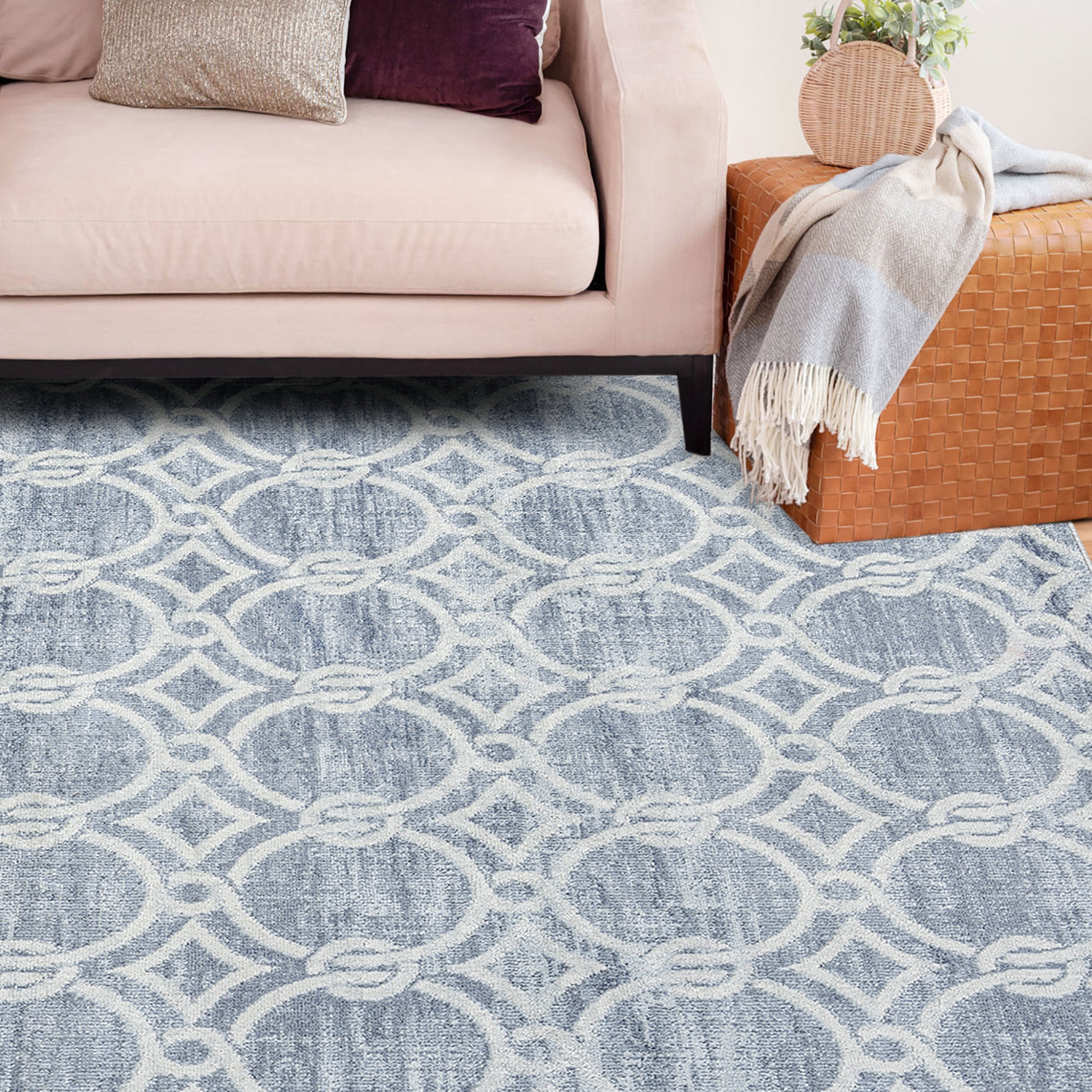 Allure Transitional 8' x 10' Navy and Cream Polypropylene Indoor Area Rug