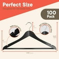 thumbnail image 2 of Black Wooden Hangers 100 Pack – Heavy-Duty with 360° Swivel Hook, Non-Slip, Pants Bar & Shoulder Grooves - Wooden Hangers for Suits, Jackets, Dresses & Camisoles, Space-Saving and Smooth Finish, 2 of 8