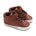 thumbnail image 1 of 1 Pair Toddler Shoes Anti-slip Fastener Tape Faux Leather All Match Shoelaces Shoes for Learning Walking, 1 of 8