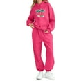 thumbnail image 3 of Eltusu Girls Winter Outfit Sets, Sports Elastic Waist Long Sleeve Warm Hoodies and Sweatpants Sets Hot Pink Size 2-13T, 3 of 4