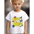 thumbnail image 1 of 1pc Kids' ;Back To School; Graphic Tee - Vibrant Cartoon Design With Books, Rulers ; Backpacks, Crew Neck, Medium Stretch, Regular Fit - Casual Summer Wear, School Themed apparel, 1 of 7