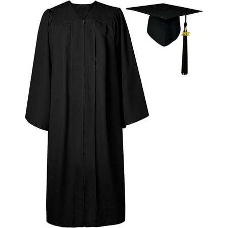 

Matte Graduation Gown Cap Tassel Set 2021 for College High School Graduates & Bachelor Black