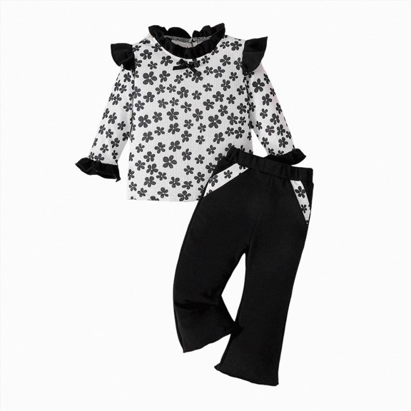 mgoYE Baby Toddler Girl Clothes Infant Fall Winter Outfits Cute Floral Top Pant Set 9 Months-3T for Girls