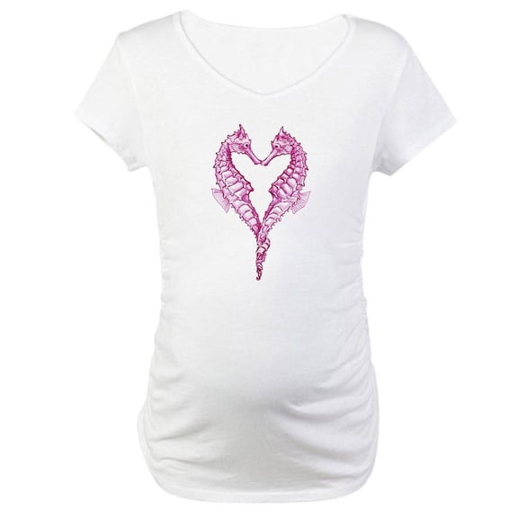 CafePress - Seahorses Heart Maternity T Shirt - Cotton Maternity T-shirt, Cute & Funny Pregnancy Tee