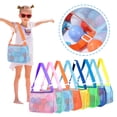 thumbnail image 4 of YIBONIKA Large Mesh Beach Bag Tote with Small Toy Bag for Mom & Kids Clearance Foldable Swim Bag with Pockets, Blue, 4 of 5