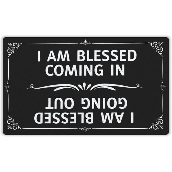 I Am Blessed Coming in and Going Out Mats for Front Door Entry Front Porch Doormat Non-Slip Carpet Rugs Floor Mat Decorative for Home Bathroom Kitchen Indoor 20x32 Inch