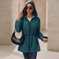 thumbnail image 5 of Dvprdro Women Water Resistant Zip Up Hooded Jacket Long Sleeve Ruffle Drawstring Waist Versatile Casual Outerwear with Zipper Side Pockets for Daily Outdoor Spring Autumn Wear, 5 of 8