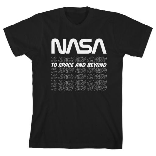 NASA Worm Logo To Space and Beyond Typography Kids Black T-Shirt