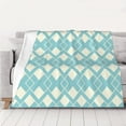thumbnail image 5 of YFYANG Lightweight Warm Flannel Blanket, Blue Retro Geometric Pattern Throw Blanket for Bed, Sofa, Travel, Camping, 40"x30", 5 of 7