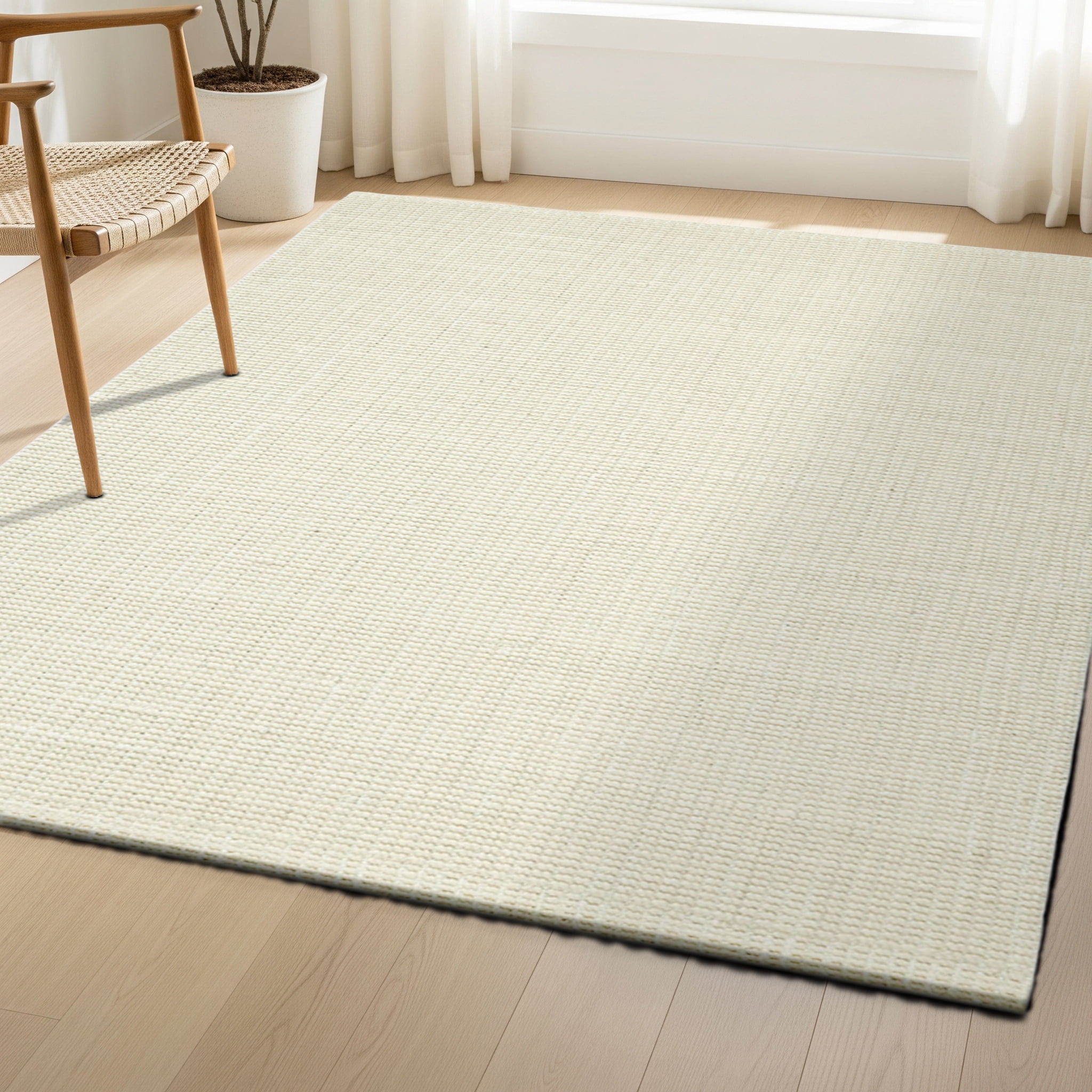 Delara Premium Handwoven Wool and Jute Area Rug, 8'.8" x 12', Natural Boucle, 0.25" Thick, Soft & Durable for Living Room, Bedroom, Entryway