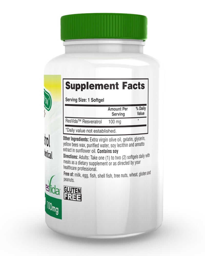 Resveratrol 100mg (as ResVida®) 60 Softgels by Health Thru Nutrition