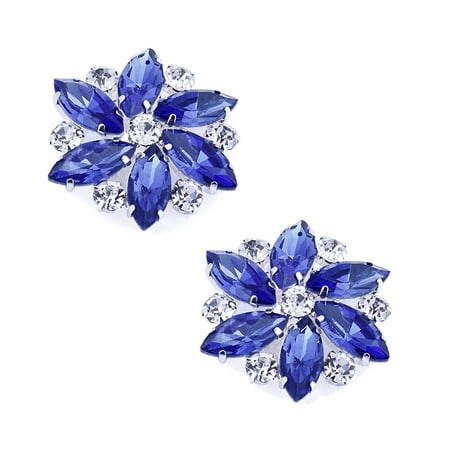 2pcs Zircon Crystal Flower Shoe Buckle Shoe Clips For Bridal